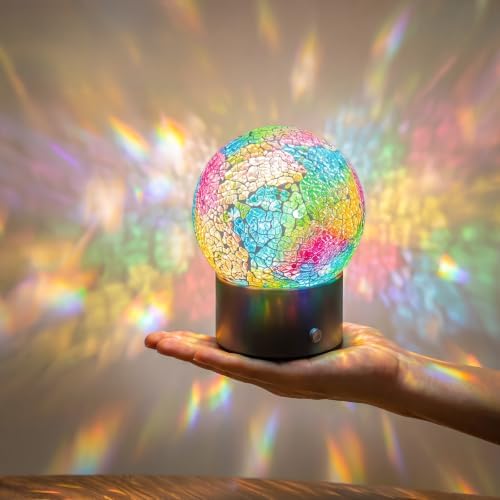 Oneach 6.5" Mini Mosaic Glass Cordless Rechargeable Battery Table Lamp