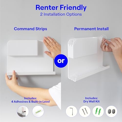 WallShelfie Bedside Wall Organizer & Dorm Decor for Dorm Room - White
