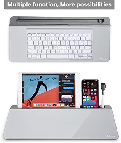 Varhomax Glass Desk Whiteboard with Storage, Desktop Organizer to-do List Memo Notepad Dry Erase White Board for Home Office and School Supplies (GrayBoard)