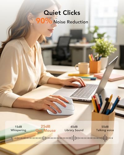 KYSONA Ergonomic Mouse Wireless, Bluetooth Vertical Mouse, 5-Level Adjustable DPI, 2.4G Silent Switch Mice for Windows, MacOS, IPadOS, Laptop, PC, White