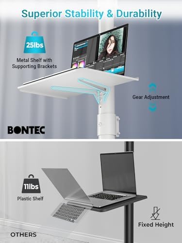 BONTEC Mobile TV Stand for 23-65 Inch TVs, Rolling TV Stand, White