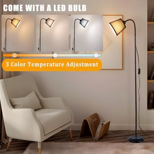 Floor Reading Lamp, Adjustable Height Bendable Short Standing Corner Lamps