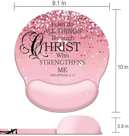 Pink Ergonomic Mouse Pad with Wrist Support, Mouse Pads for Desk with Memory Foam Wrist Rest Non-Slip PU Base for Office Decor Computer Laptop