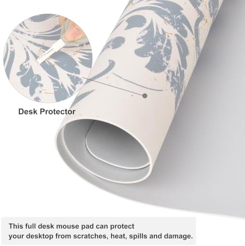 QIYI Leather Large Mouse Pad, Waterproof Desk Mat, 31.5" x 15.7", Damask