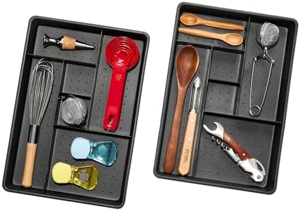 madesmart Classic 2 Piece Drawer Organizer, Granite