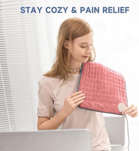 Portable Heating Pad for Back Pain, Travel Electric Heat Pad with Moist Heat Option, 6 Heat Levels & Auto Shut-Off, Soft Washable Cover, Ideal for Office, Home, or Travel Use