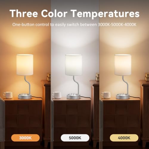 Fenmzee Bedside Lamp for Bedroom Set - 18" Grey Table Lamp for Nightstand