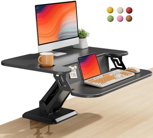 28" Small Standing Desk Converter with Keyboard Tray, Black
