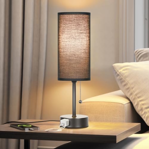 Dott Arts Table Lamp for Bedroom, 3-Color Bedside Lamps with Pull Chain