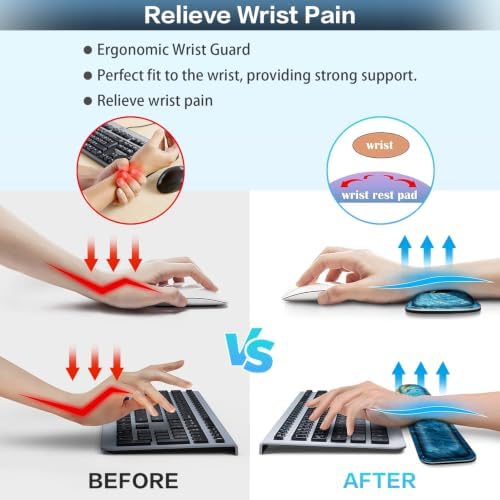 Desk Mat, Large Gaming Mouse Pad with Wrist Rest, 4in1 XXL Mousepad+Keyboard Wrist Rest+Mouse Pad Wrist Support+Cup Coaster Set Ergonomic Computer Desk Arm Wrist for Decor Home Office Women
