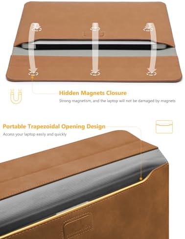HYZUO 15-16 Inch Laptop Case Bag Sleeve with Stand, Brown