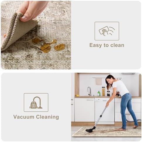 KIMODE Anti Fatigue Kitchen Mats 2 PCS 17"x47"+17"x29.5", Boho Kitchen Rugs and Mats, Non Slip Cushioned Kitchen Mats for Floor, Waterproof Kitchen Floor Mats for Laundry, Office, Sink, Khaki