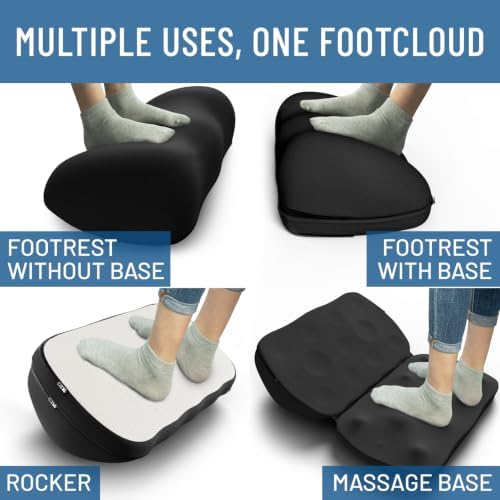 Everlasting Comfort Adjustable Cloud Foot Rest for Under Desk at Work with Pressure Point Nodes - Comfortable Memory Foam Office Foot Stool & Desk Pillow, Gaming & Home Accessories
