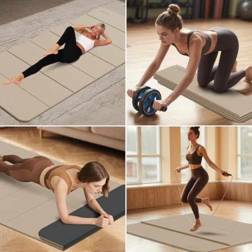 PAIDU Foldable Yoga Mat 10MM Thick 75‘’x40‘“ Quick Fold Easy Storage