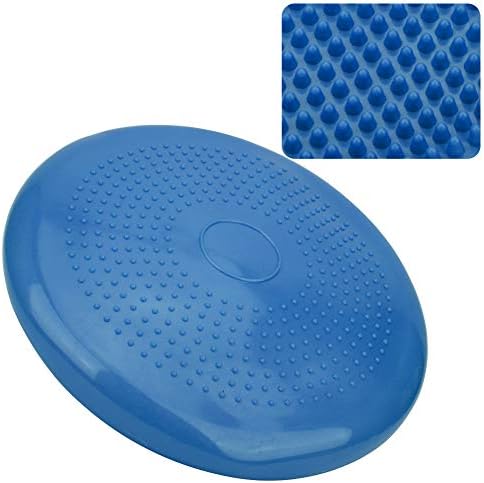 Tbest Thickened Yoga Inflatable Cushion Gym Sports Fitness Wobble Massage Balances Cushion for Core Stability and Pain Relief Home Office Use Green Blue 34cm