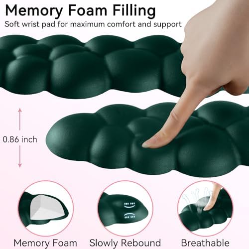 Sushret Cloud Wrist Rest for Computer Keyboard and Mouse Pad Set,Dark Green