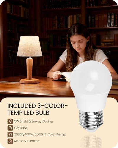12" Wood Bedside Table Lamps Set of 2, Small Desk Lamps for Small Places, 3 Color Temperatures with Memory, Beige Linen Shade & E26 Bulbs, for Bedroom Living Room Office LE13TLP205