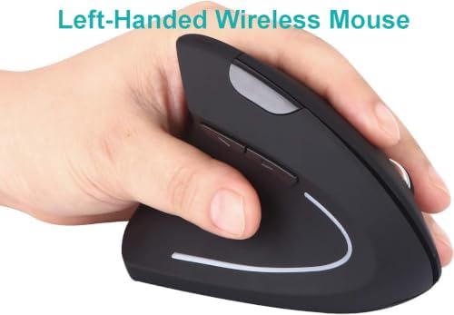Fonicer Left Handed 2.4GHz Wireless Vertical Ergonomic Mouse and Keyboard Combo Ultra-Thin Portable Size for PC Desktop Computer Laptop Mac Tablet, Black