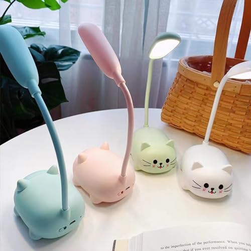 Neioaas LED Desk Lamp for Kids,Cute Cat Lamp USB Rechargeable Reading Light