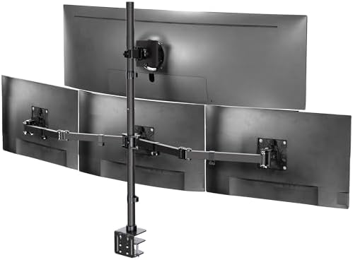 VIVO Quad Monitor Extra Tall Desk Mount for up to 49 inch Ultrawides on Top Bracket and 27 inch Screens on Lower Brackets, Holds up to 44 lbs, Black, STAND-V104T