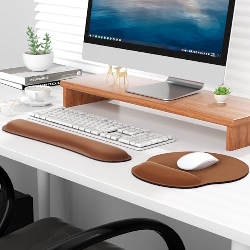KTRIO Keyboard Wrist Rest & Mouse Pad with Wrist Rest, Coffee Brown