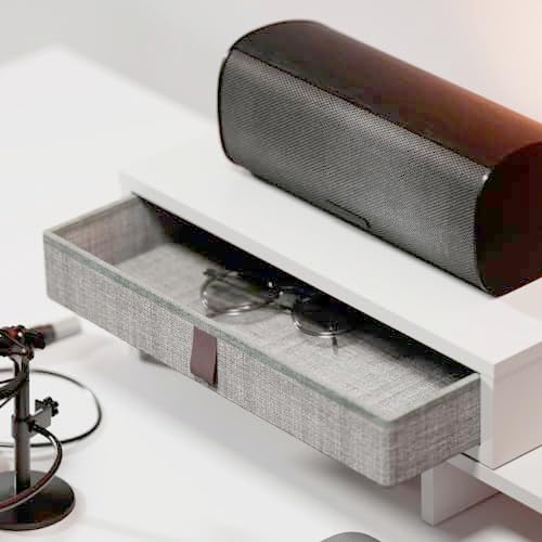 Fenge Triple Monitor Stand with Storage Drawer, Adjustable Length and Angle