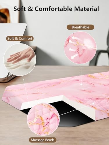 2-in-1 Ergonomic Keyboard Stand with Wrist Rest, Pink Marble