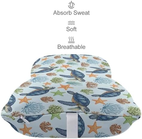 2 Pcs Car Neck Support Pillow Sea Turtle Ergonomic Headrest with Breathable Removable Cover for Driving