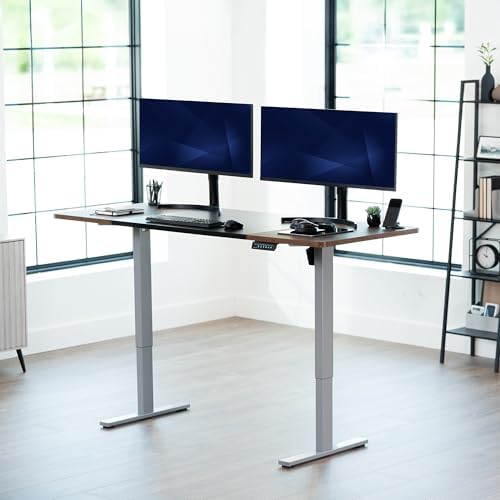 VIVO Black/Vintage Brown 71 x 30 in Standing Desk, DESK-KIT-1G7BN