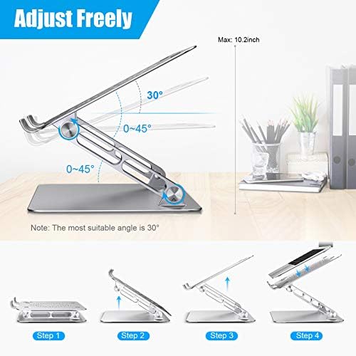 STOON Laptop Stand, Adjustable Computer Riser Stand for Desk, Aluminum Ventilated Cooling Notebook Stand Mount with Heat-Vent, Compatible with MacBook Air Pro, Lenovo, Dell, HP, More 10-16” Laptops