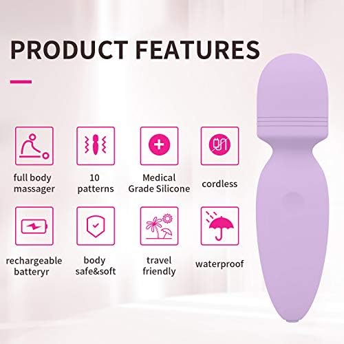 Mini Wand Massager Small Cordless Hand-held Massager Quiet Waterproof Massager Rechargeable Personal Massager for Neck Shoulder Back Body [4.35 * 1.18 inches]
