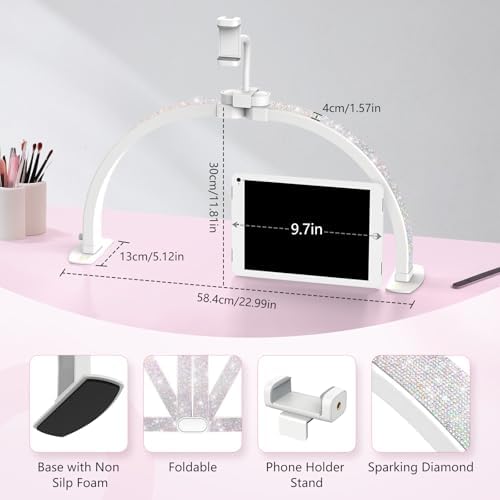 Yokilly Half Moon Light for Nail Desk: 23" Foldable Nail Light for Desk