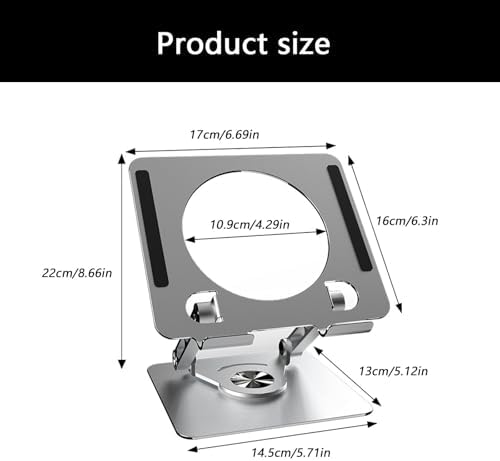 Adjustable Tablet Holder, Carbon Alloy with 360 Rotating Base, Laptop Portable Stand for Offices Home Drawing Ergonomic Supplies