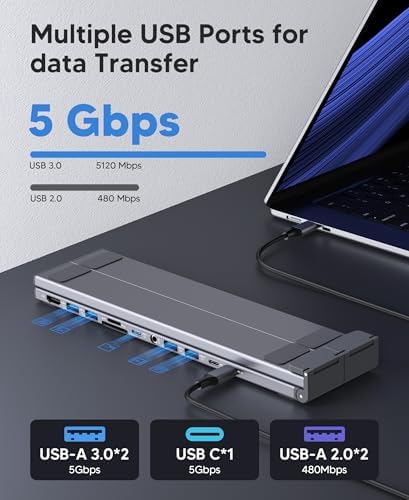Mukiya Laptop Docking Station Stand,11 in 1 Laptop Dock Stand with 4K HDMI