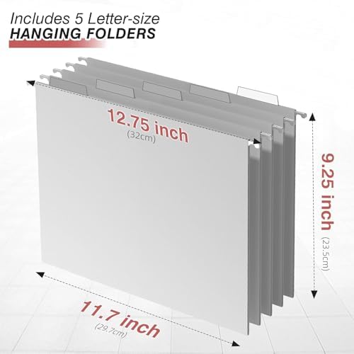 Sinboun Hanging File Organizer Includes 5 Hanging Folders for Office, Pink