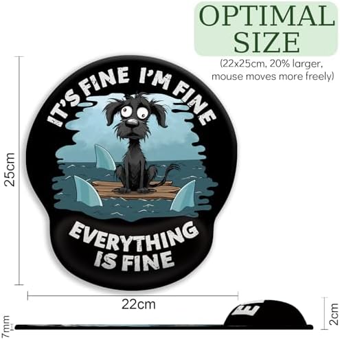 LIMKRIAN Funny Dog Ergonomic Mouse Pad with Gel Wrist Rest, It's Fine