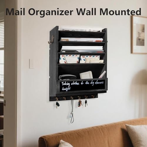 Wall Mail Organizer, Rustic Key and Mail File Holder for Wall Mount