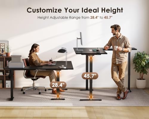 OffiGo 63 Inch Reversible L Shaped Electric Standing Desk, Black
