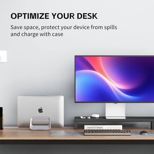 Vertical Laptop Stand for Desk,Plastics Laptop Holder Dock with Silicone Protection,Compatible with All MacBook/Surface/Samsung/HP/Dell/Chrome Book (Gray)