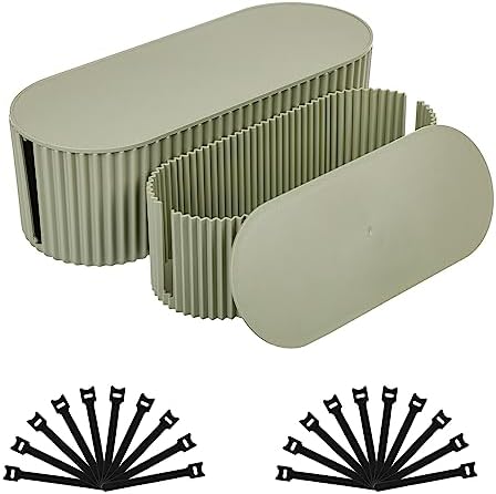FABROK 2 Pack Cable Management Box, Cord Hider Box, Green, Small+Large