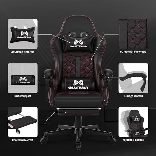 Gamtimer Gaming Chair, 400 LB Weight Capacity,with Pocket Spring Cushion