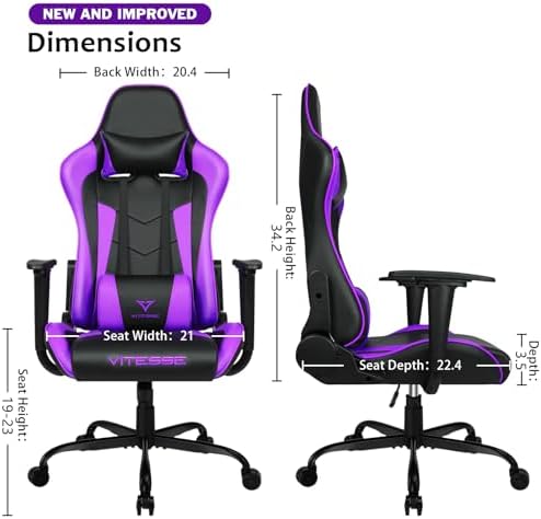 VIT Ergonomic Gaming Chair for Teens, 330 lbs PC Computer Gamer Chair Adults, Racing Gaming Office Chair, Silla Gamer Height Adjustable Swivel Chair with Lumbar Support and Headrest
