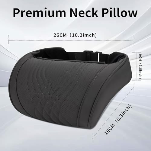 Car Neck Pillow for Driving Headrest Memory Foam Black, 2 Packs