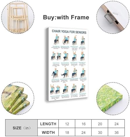 Chair Yoga for Seniors Seated Chair Yoga Chart Home Exercises Workout Seniors Canvas Poster Bedroom Decor Room Decor Frame 24x36inch