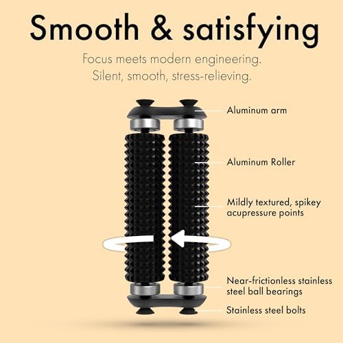 ONO Roller - Handheld Fidget Toy for Adults | Help Relieve Stress, Anxiety, Tension | Promotes Focus, Clarity | Compact, Portable Design (Acupressure, Junior Size - Aluminum)