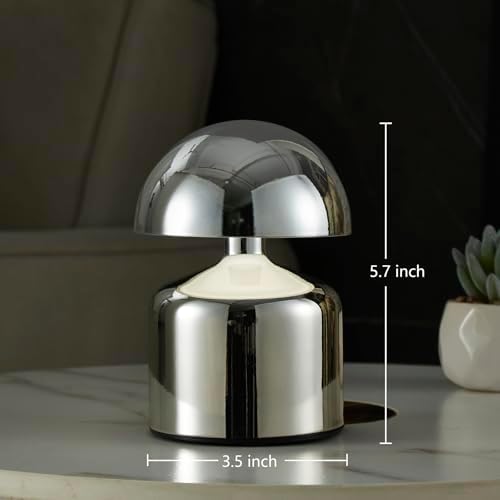 SAIWEYA Modern Cordless Mushroom Small Table Lamp, Dimmable Touch Battery