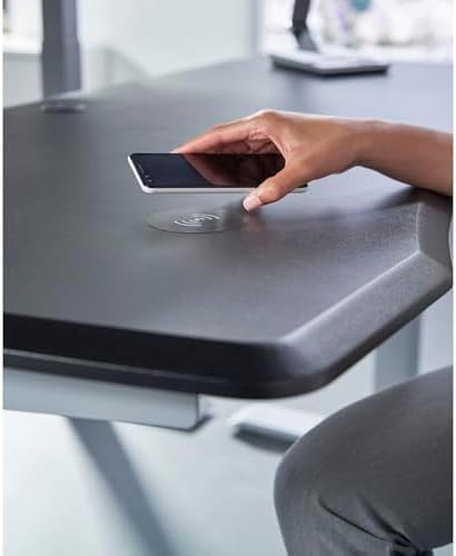 WorkPro® Electric 60"W Height-Adjustable Standing Desk with Wireless Charging, Black