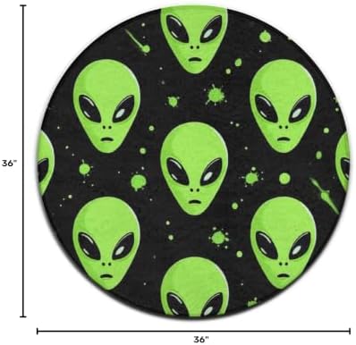 Fashion Round Area Rug Large Non Slip Carpet, Space Alien Art Unisex Home Decor Mat