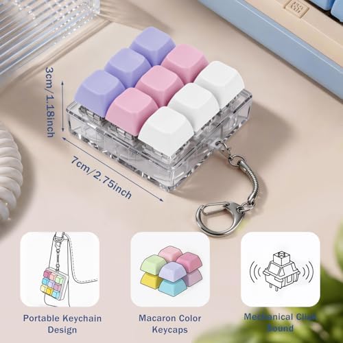 Keyboard Fidget Toy, Creamy Fidget Clicker Keyboard Fidget Keychain, Button Fidget Gifts for Adults, Boost Focus & Ease Anxiety Anywhere — Perfect Stress-Relief Gift (3×3 Grid Layout S)
