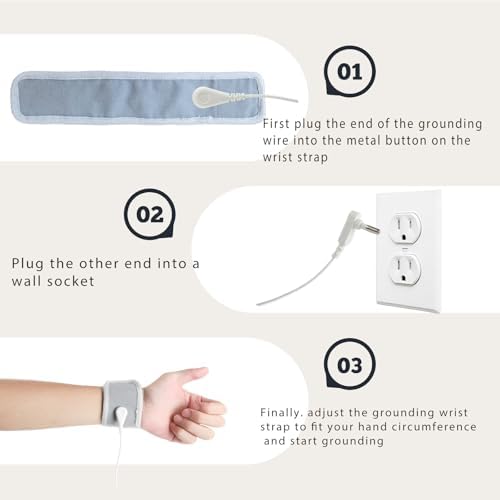Conductive Metal Fabric Grounding Mat Set with Grounding Wristband and 15ft Cord for Bed/Desk/Floor/Feet - Machine Washable, Healthy Material to Improve Sleep and Wellness